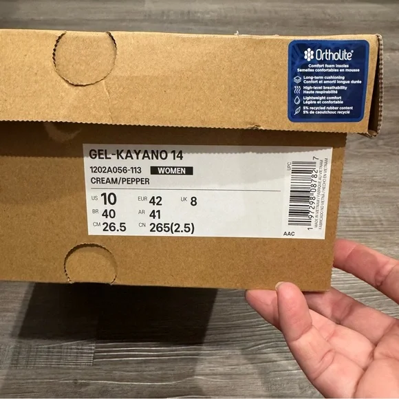 ASICS Gel-Kayano 14 Cream Pepper Athletic Running Sneakers - Picture 13 of 13